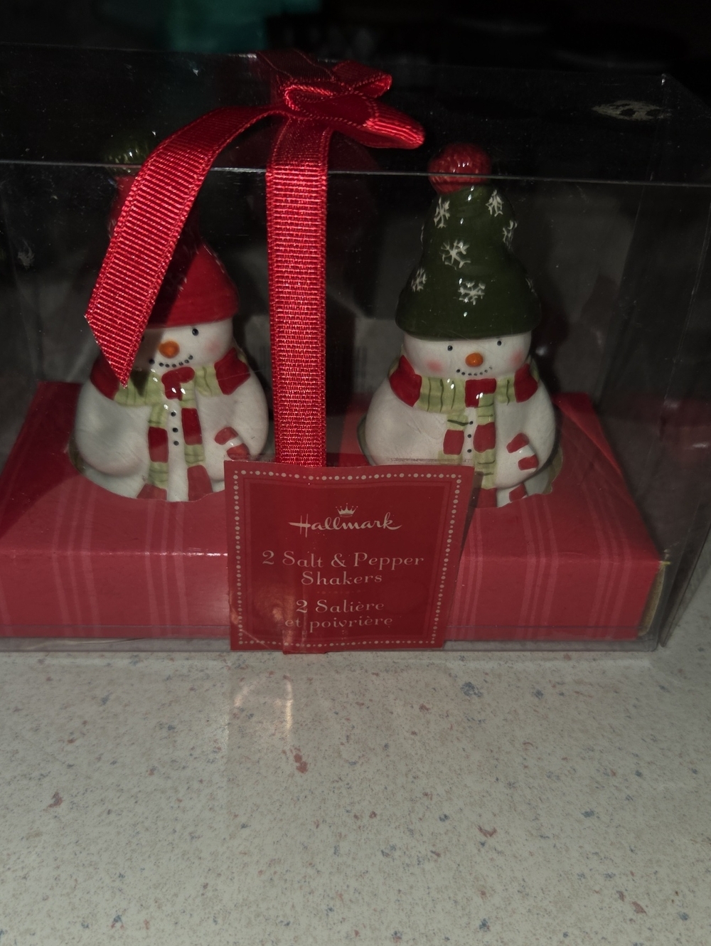 Hallmark Red & Green Snowman Salt and Pepper Shakers